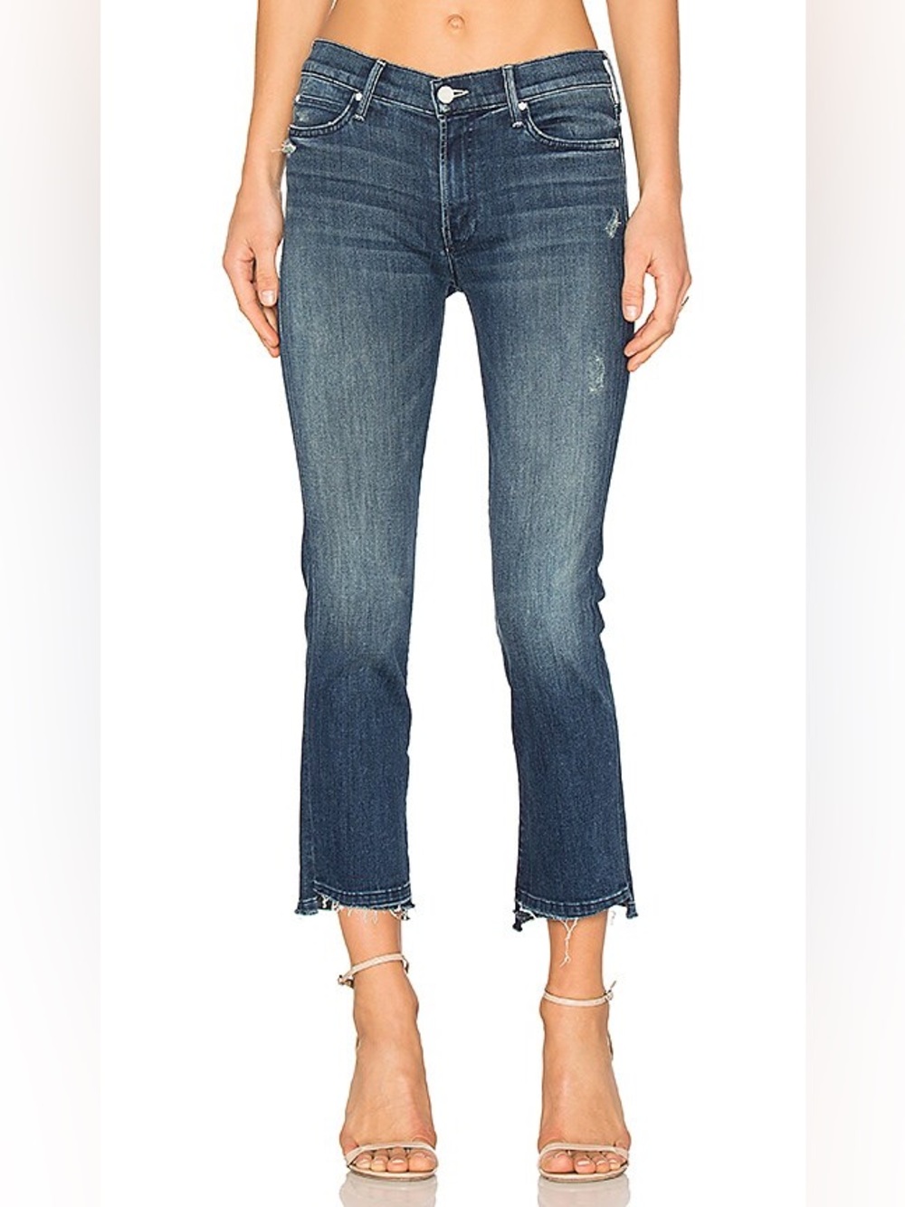 MOTHER Denim Rascal Ankle Undone Step Fray Jeans Dark Graffiti Women’s Size 27